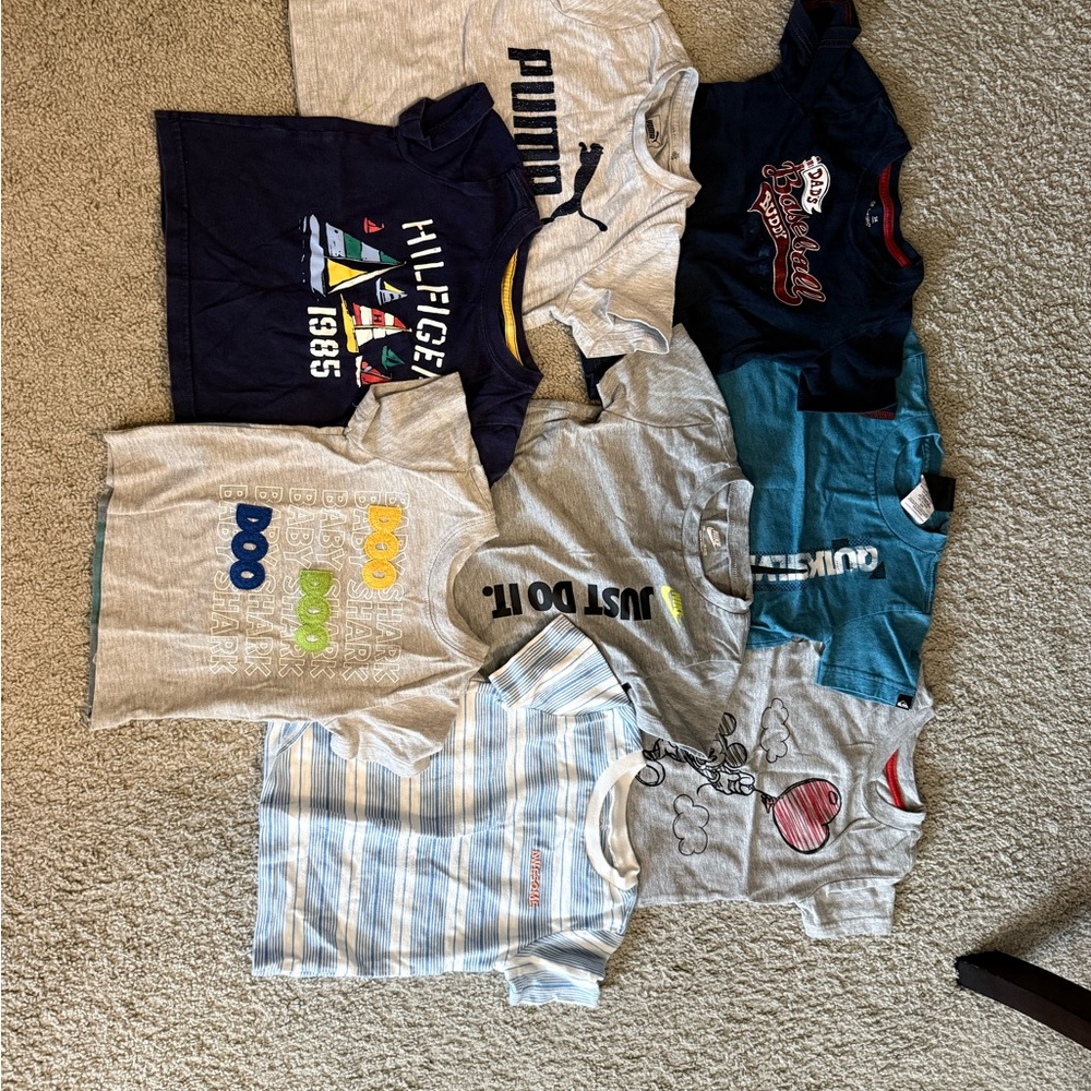 Kids Short Sleeve Tees - Blue, Gray, White